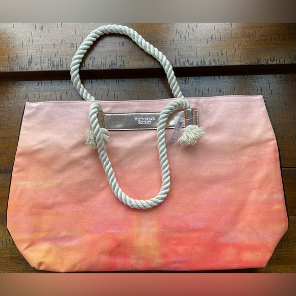 Victoria's Secret Handbags - •NWT•Victoria’s Secret Ombré XL Tote Bag with Braided Rope Handles